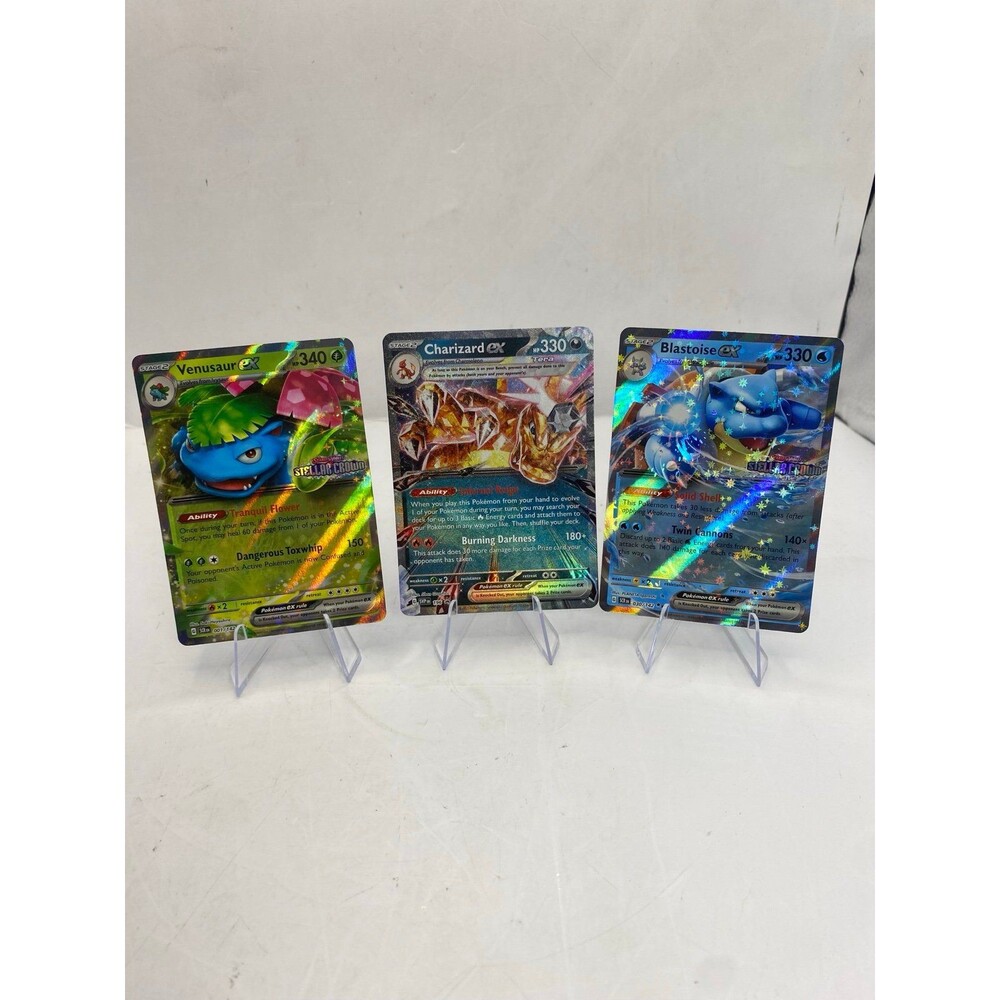 Charizard Venusaur & Blastoise Pokémon Cards -ULTRA RARE 3 Card EX Set